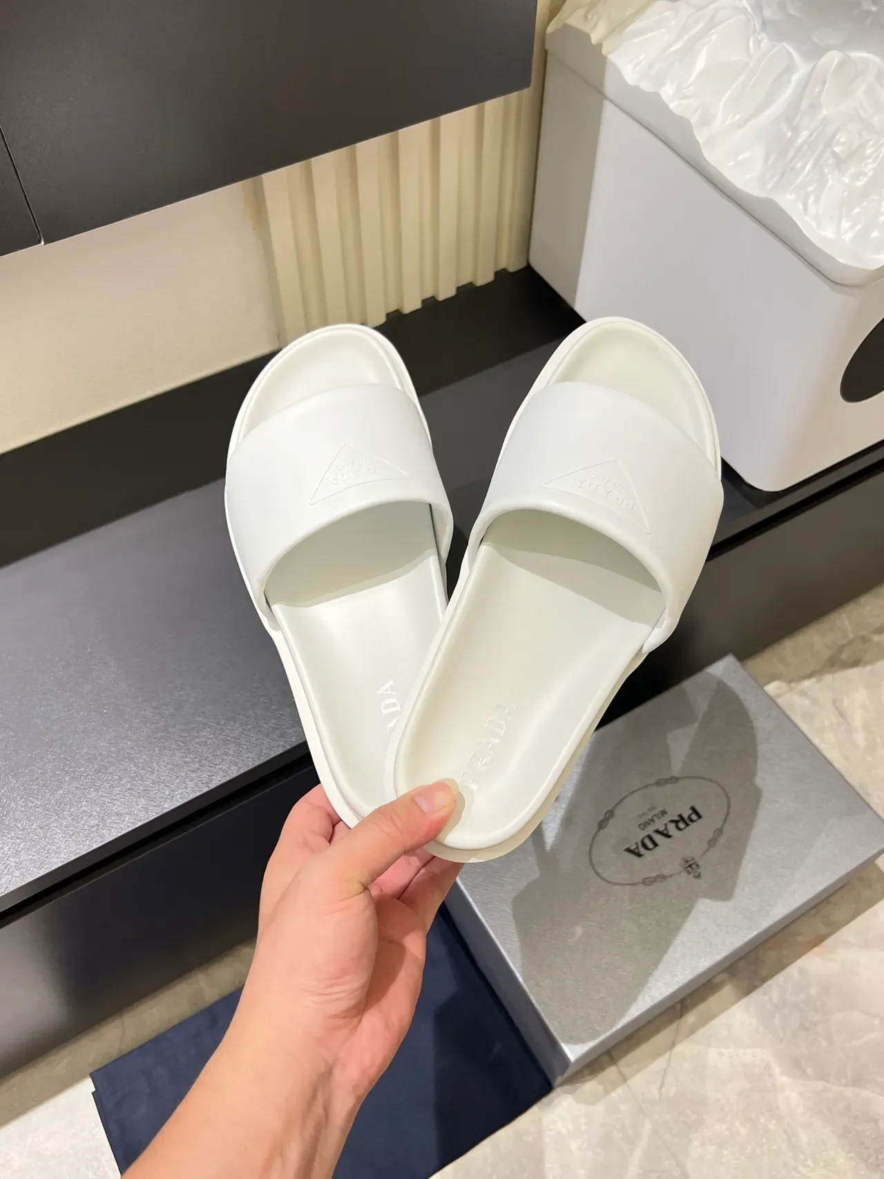 Prada Slide Single-Strap Logo Slippers 21