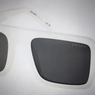 Prada Translucent White Oversized Rectangular Sunglasses
