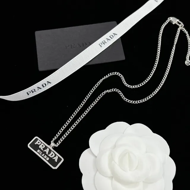 Prada Triangle Pendant Gold White Curb-Link Chain Triangular Pavé-Crystal Necklace 4