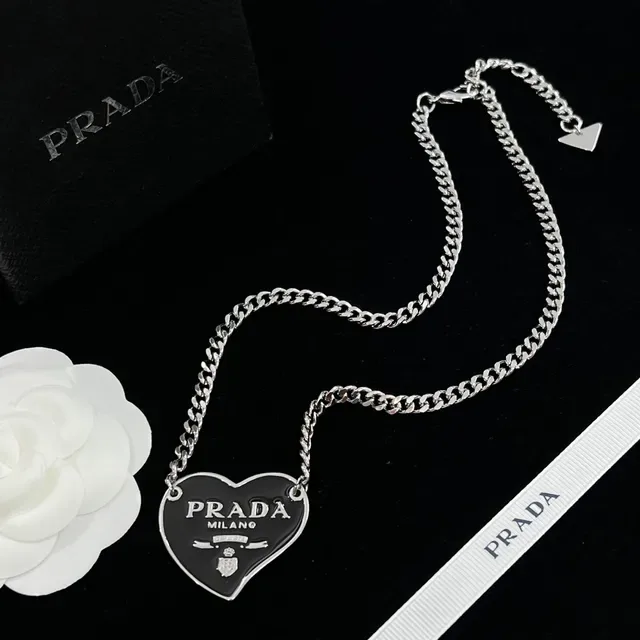 Prada Triangle Pendant Gold White Curb-Link Chain Triangular Pavé-Crystal Necklace 9