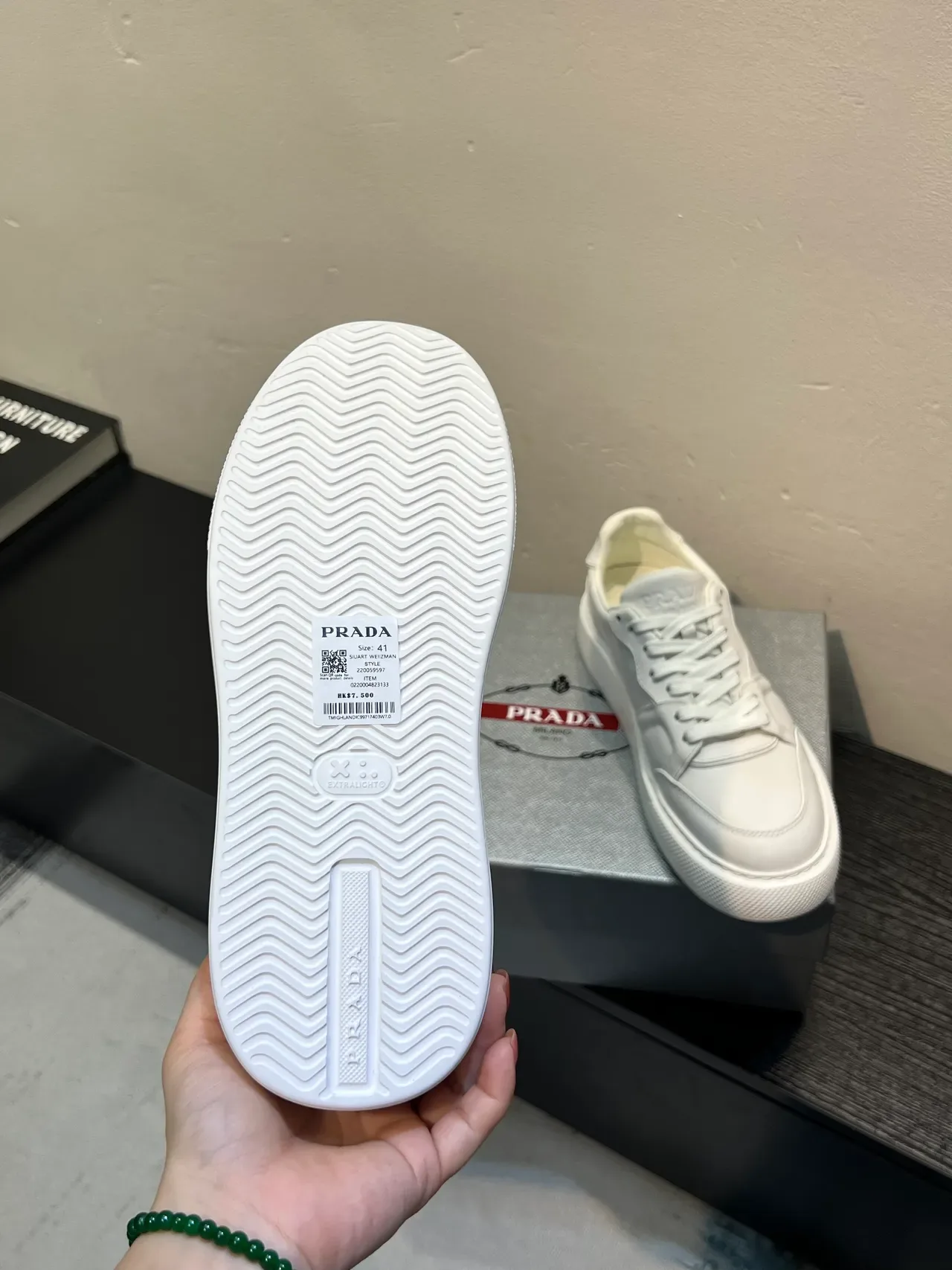 Prada White Smooth Leather Platform Sole Lifestyle Sneakers 9