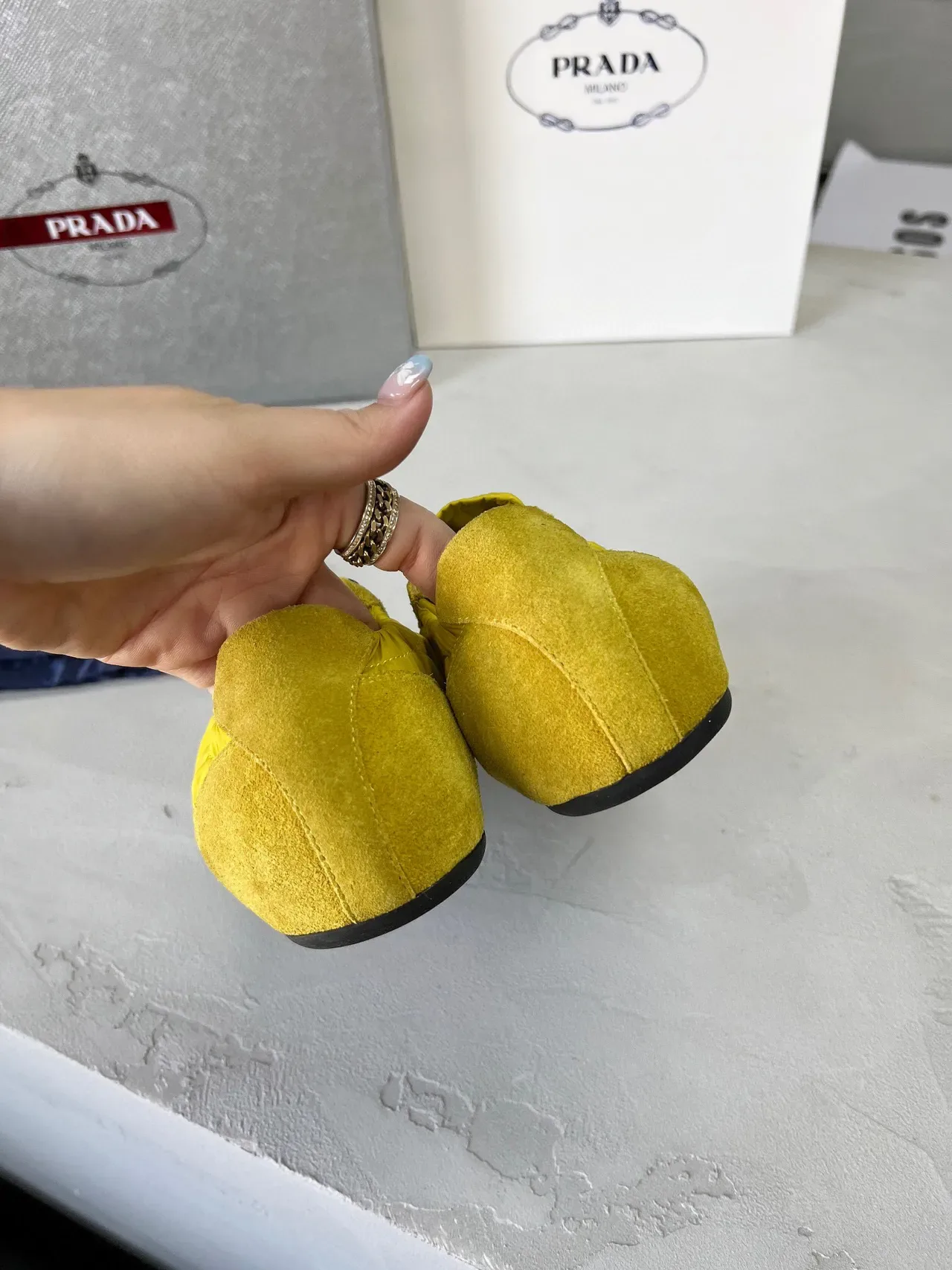 Prada Yellow and Black Suede-Nylon Lifestyle Sneakers 9