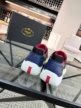 Prada Yellow Green Multi-Panel Colorblock Mesh And Leather Composite Upper Lifestyle Sneakers 4