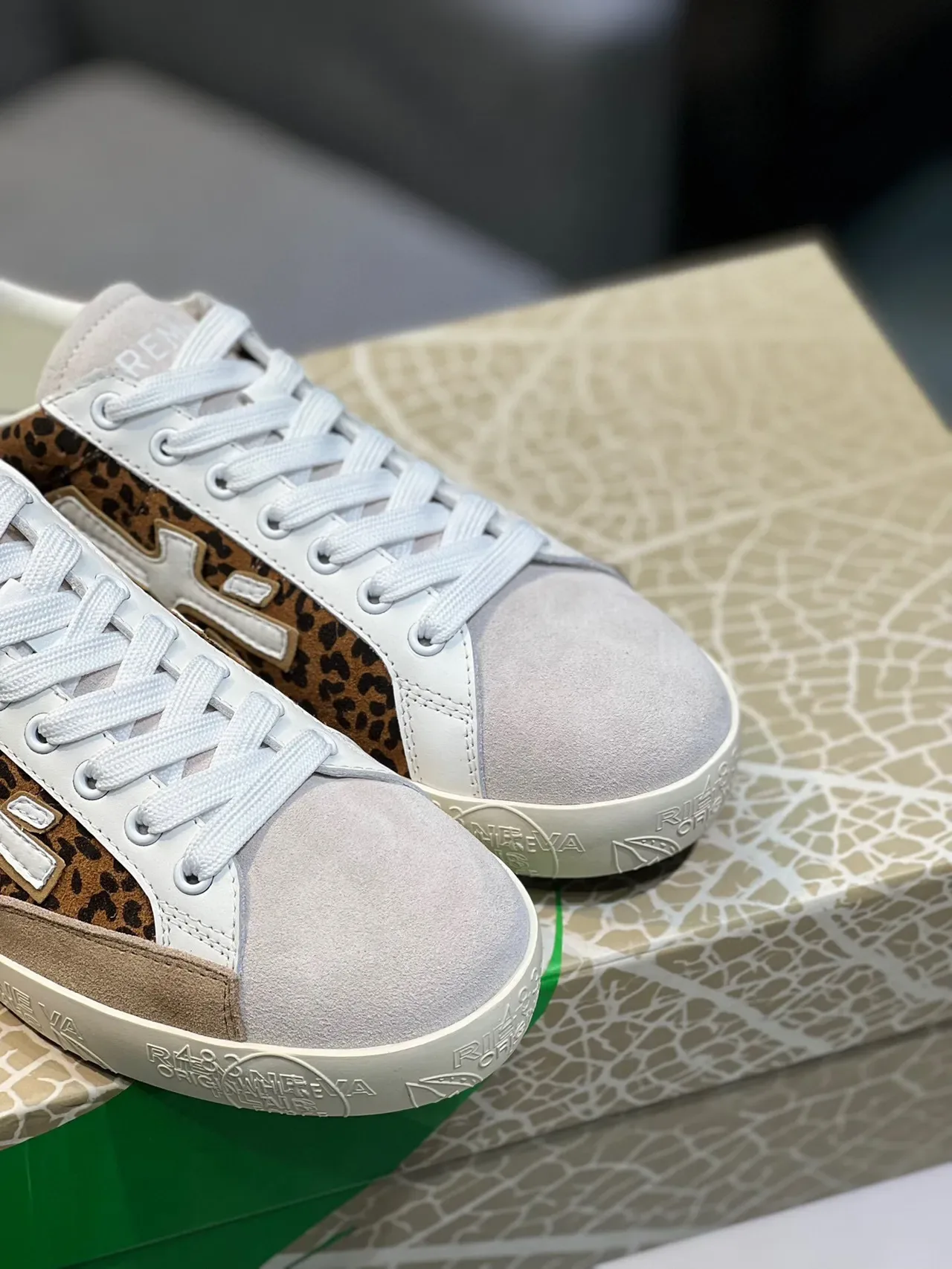 Premiata Lifestyle Sneaker Beige Brown Leopard-Print Panel Oversized X-Logo Lifestyle Sneakers 8