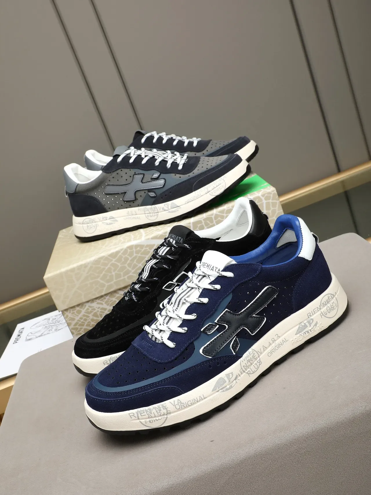 Premiata Navy Suede X-Logo Lifestyle Sneaker 2