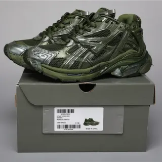 Puma Army Green Silver Silhouette Layered Synthetic Overlays Chunky Sneakers