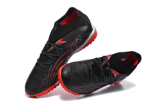 Puma Noir Rouge Col en Tricô Ajustement Chaussette Dynamic Cage Synthétique Superposition Gazon Chaussures de Football 2