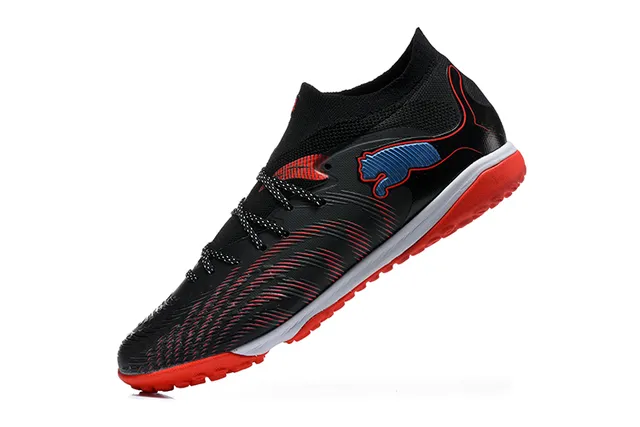 Puma Noir Rouge Col en Tricô Ajustement Chaussette Dynamic Cage Synthétique Superposition Gazon Chaussures de Football 4