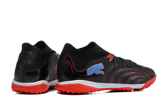 Puma Noir Rouge Col en Tricô Ajustement Chaussette Dynamic Cage Synthétique Superposition Gazon Chaussures de Football 5