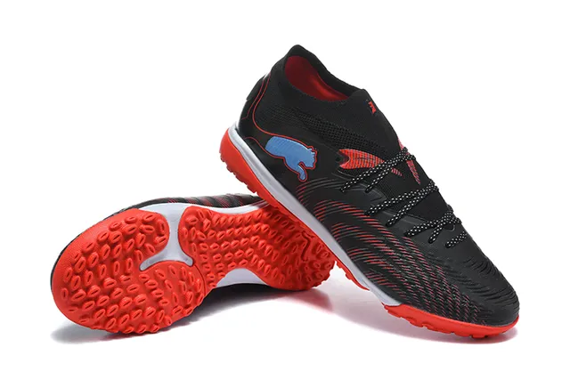 Puma Noir Rouge Col en Tricô Ajustement Chaussette Dynamic Cage Synthétique Superposition Gazon Chaussures de Football 7