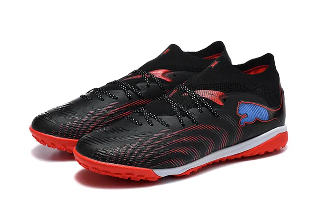 Puma Noir Rouge Col en Tricô Ajustement Chaussette Dynamic Cage Synthétique Superposition Gazon Chaussures de Football 8