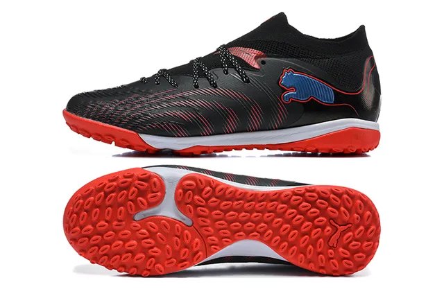 Puma Noir Rouge Col en Tricô Ajustement Chaussette Dynamic Cage Synthétique Superposition Gazon Chaussures de Football 9