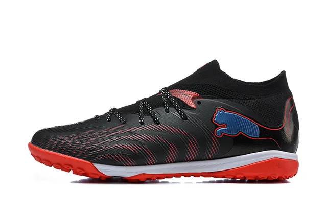 Puma Noir Rouge Col en Tricô Ajustement Chaussette Dynamic Cage Synthétique Superposition Gazon Chaussures de Football 10