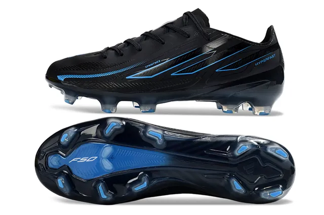 Puma F50 Hyperfast Sapatos de Futebol para Gramado Firme Preto e Azul 6