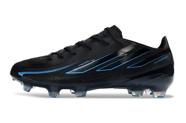 Puma F50 Hyperfast Sapatos de Futebol para Gramado Firme Preto e Azul 7