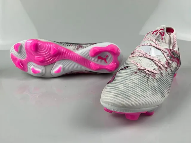 Puma FUTURE 8 ULTIMATE blanc rose col de chaussette sol ferme chaussures de football 2