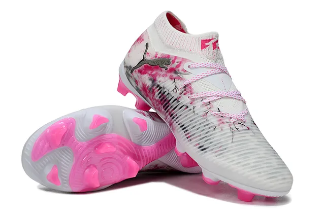 Puma FUTURE 8 ULTIMATE blanc rose col de chaussette sol ferme chaussures de football 4