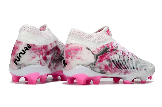 Puma FUTURE 8 ULTIMATE blanc rose col de chaussette sol ferme chaussures de football 5