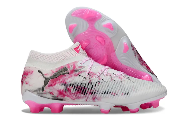 Puma FUTURE 8 ULTIMATE blanc rose col de chaussette sol ferme chaussures de football 6