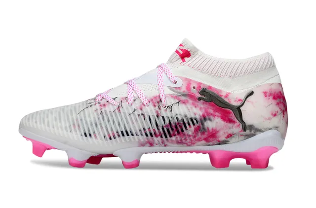 Puma FUTURE 8 ULTIMATE blanc rose col de chaussette sol ferme chaussures de football 8
