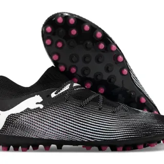 Puma Future Z Black Pink Knit Upper Striped Pattern Artificial-Grass Soccer Shoes