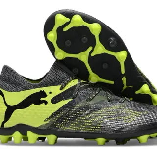Puma Future Z Black Yellow Knit Upper Asymmetrical Lacing Firm-Ground Soccer Shoes
