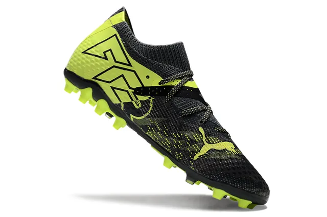 Puma Future Z Noir Jaune Haut Tricot Lacets Asymétriques Chaussures de Football Terrain Firme 2