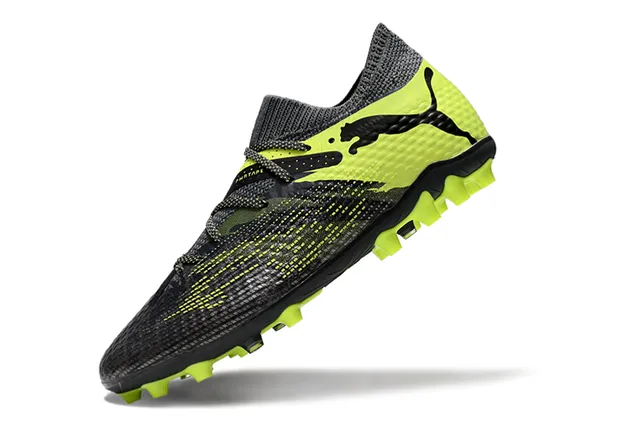 Puma Future Z Noir Jaune Haut Tricot Lacets Asymétriques Chaussures de Football Terrain Firme 3