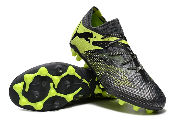 Puma Future Z Noir Jaune Haut Tricot Lacets Asymétriques Chaussures de Football Terrain Firme 4