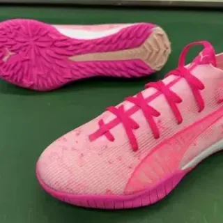 Puma Pink White Knit Upper Flat Rubber Outsole Sneakers