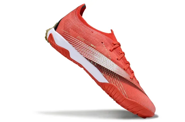 Puma Red Gold Low-Cut Synthetic Knit Upper Turf Soccer Shoes 2