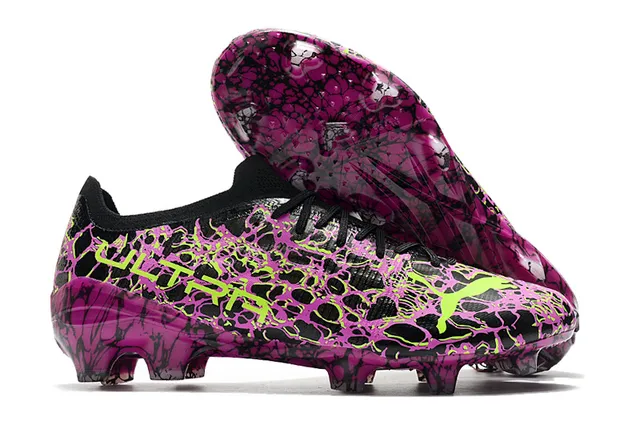 Puma Ultra White Pink Low-Cut Knit Upper Floral Cherry-Blossom Print Firm-Ground Soccer Shoes 3