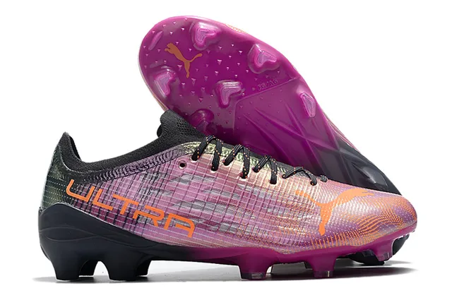 Puma Ultra White Pink Low-Cut Knit Upper Floral Cherry-Blossom Print Firm-Ground Soccer Shoes 9