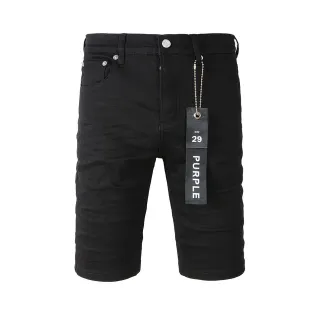 Purple Brand Black Denim Mid-Thigh Shorts