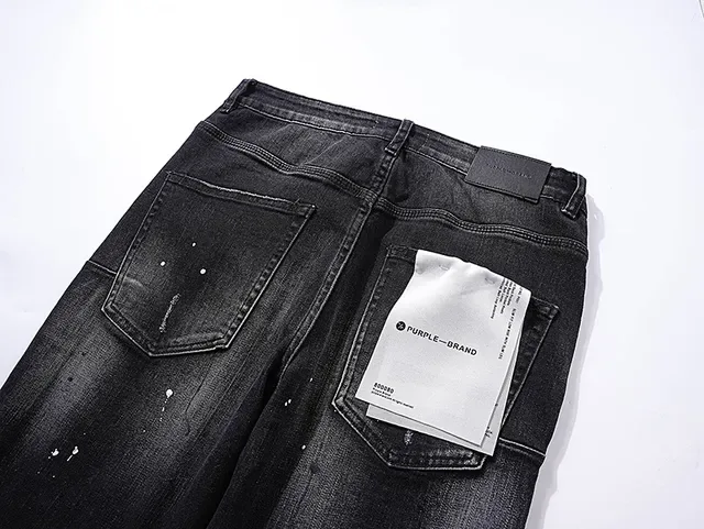 Purple Brand Distressed Paint-Splattered Black Slim-Fit Jeans 5