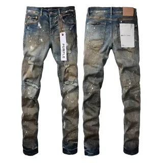 Purple Brand Distressed Paint-Splattered Faded Jeans