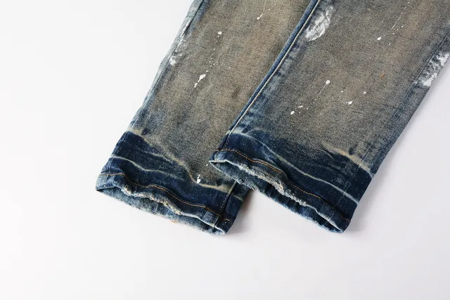 Purple Brand Distressed Paint-Splattered Faded Jeans 3