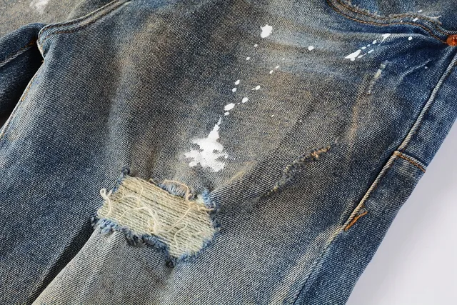 Purple Brand Distressed Paint-Splattered Faded Jeans 7