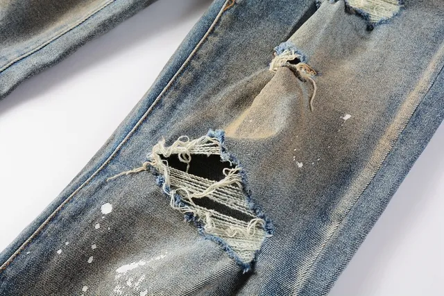 Purple Brand Distressed Paint-Splattered Faded Jeans 8