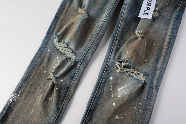 Purple Brand Distressed Paint-Splattered Faded Jeans 9