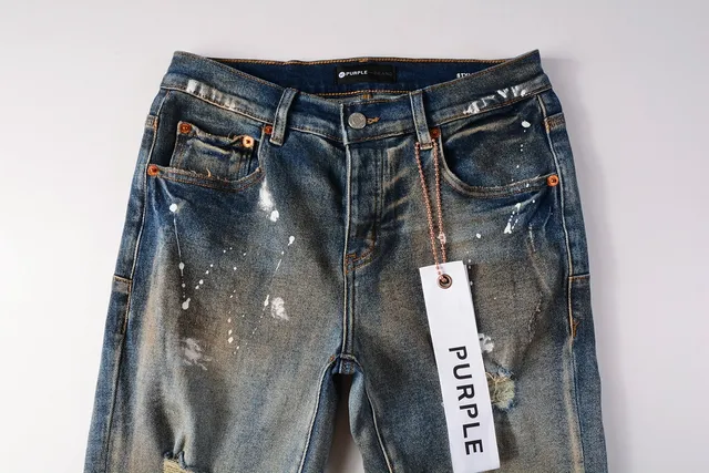 Purple Brand Distressed Paint-Splattered Faded Jeans 14