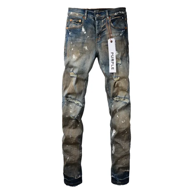 Purple Brand Distressed Paint-Splattered Faded Jeans 16
