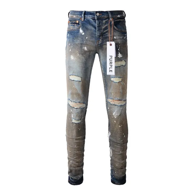 Purple Brand Distressed Paint-Splattered Faded Jeans 18