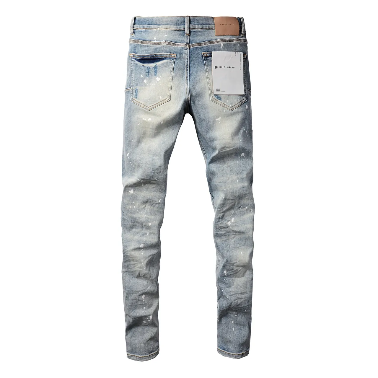 Purple Brand Distressed Paint-Splattered Light-Wash Ripped Jeans 2