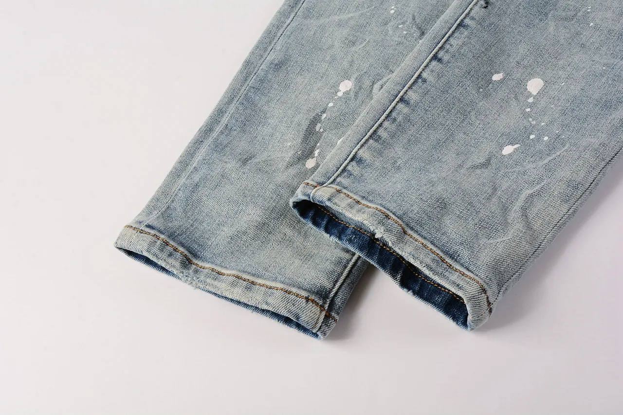 Purple Brand Distressed Paint-Splattered Light-Wash Ripped Jeans 5