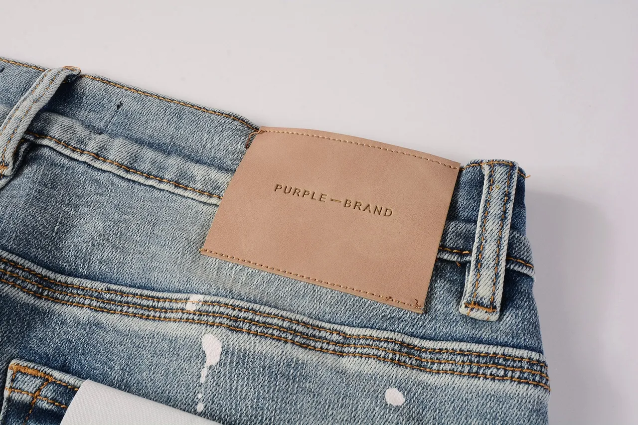 Purple Brand Distressed Paint-Splattered Light-Wash Ripped Jeans 6