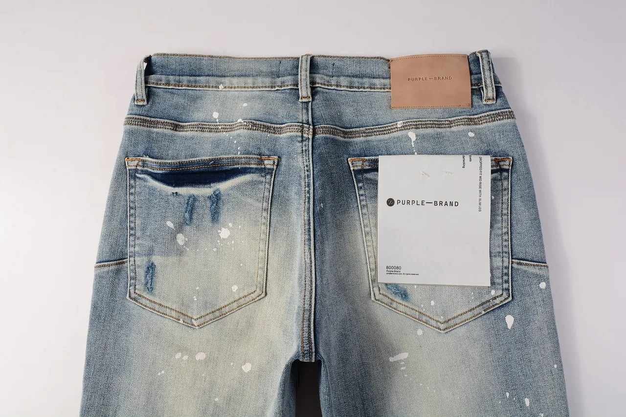Purple Brand Distressed Paint-Splattered Light-Wash Ripped Jeans 8