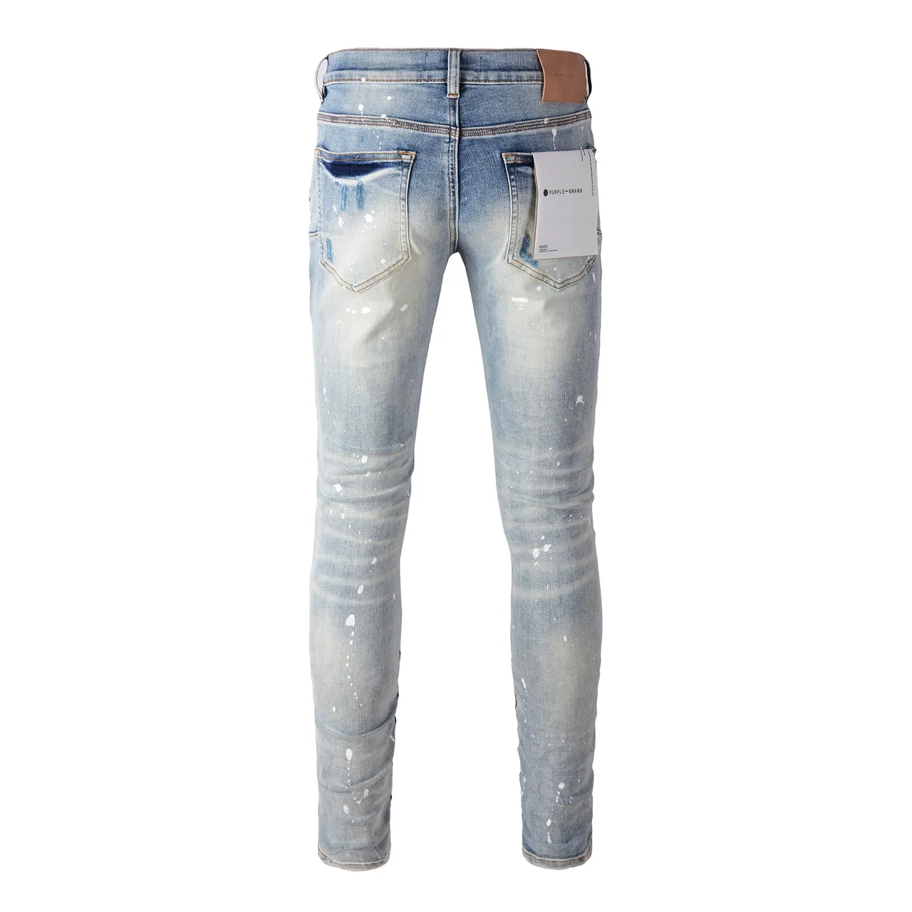 Purple Brand Distressed Paint-Splattered Light-Wash Ripped Jeans 17