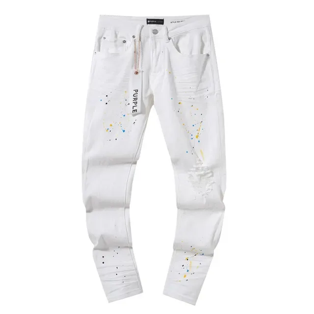 Purple Brand Paint-Splatter Distressed White Jeans 2