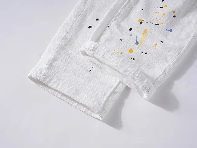 Purple Brand Paint-Splatter Distressed White Jeans 8